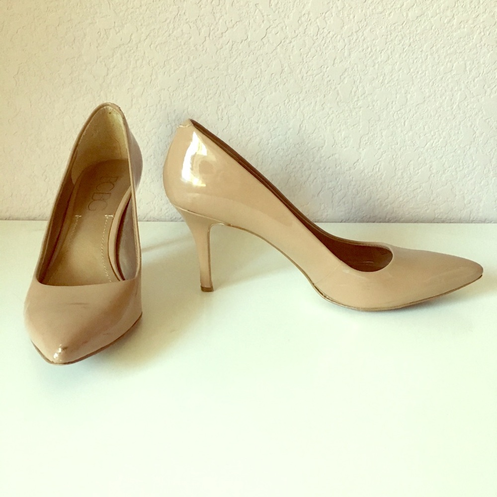 BCBG Nude Patent Heels